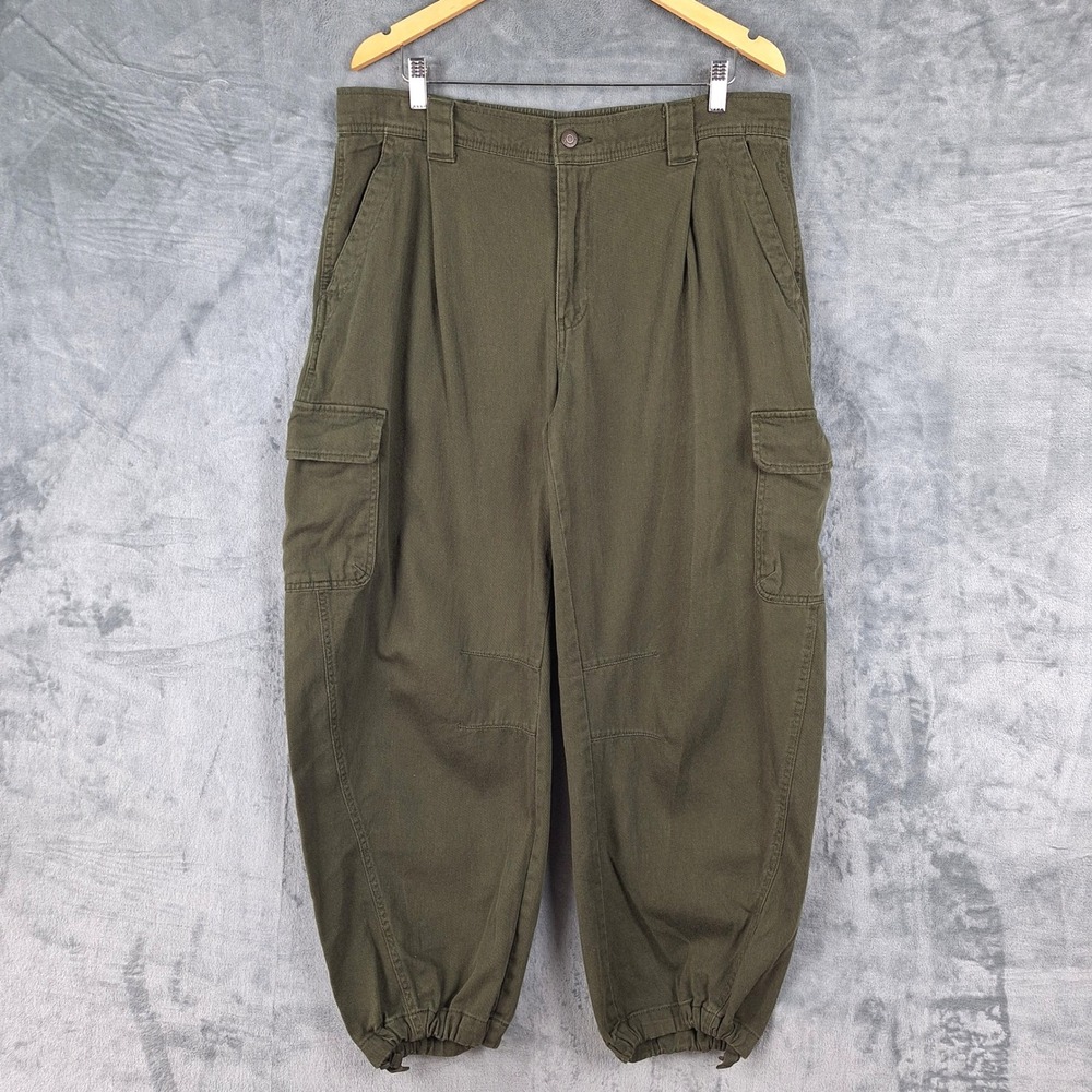 Old Navy Pants Womens Large Mid Rise Barrel Leg Cargo Utility Twill Boho Granola